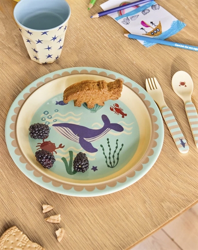 Rice Kids - Melamine Kids Luch Børnetallerken - Ocean Print 